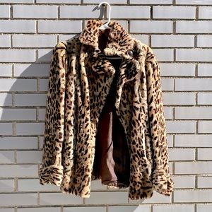 Cute Vintage Leopard Print Faux Fur Jacket